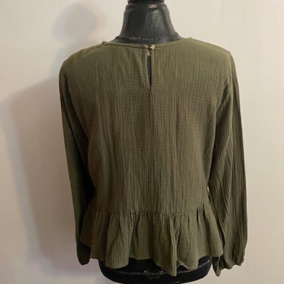 Copper Key Green Long sleeves Peplum blouse, size XL - Picture 2 of 3